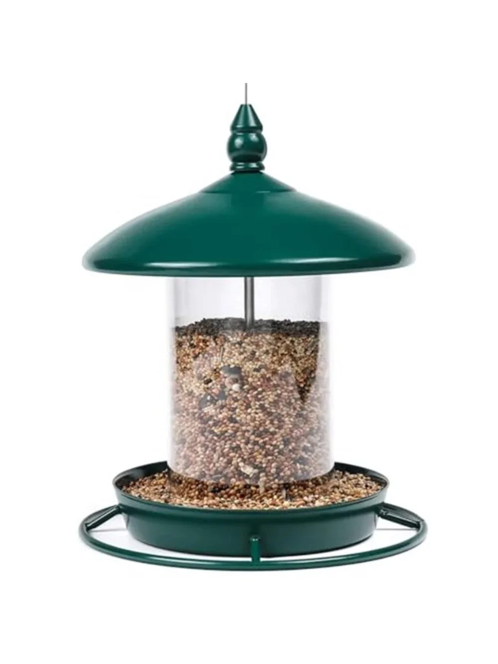 New Metal Roof Bird Feeder for Outdoors - 360° Feeding Perch. Green